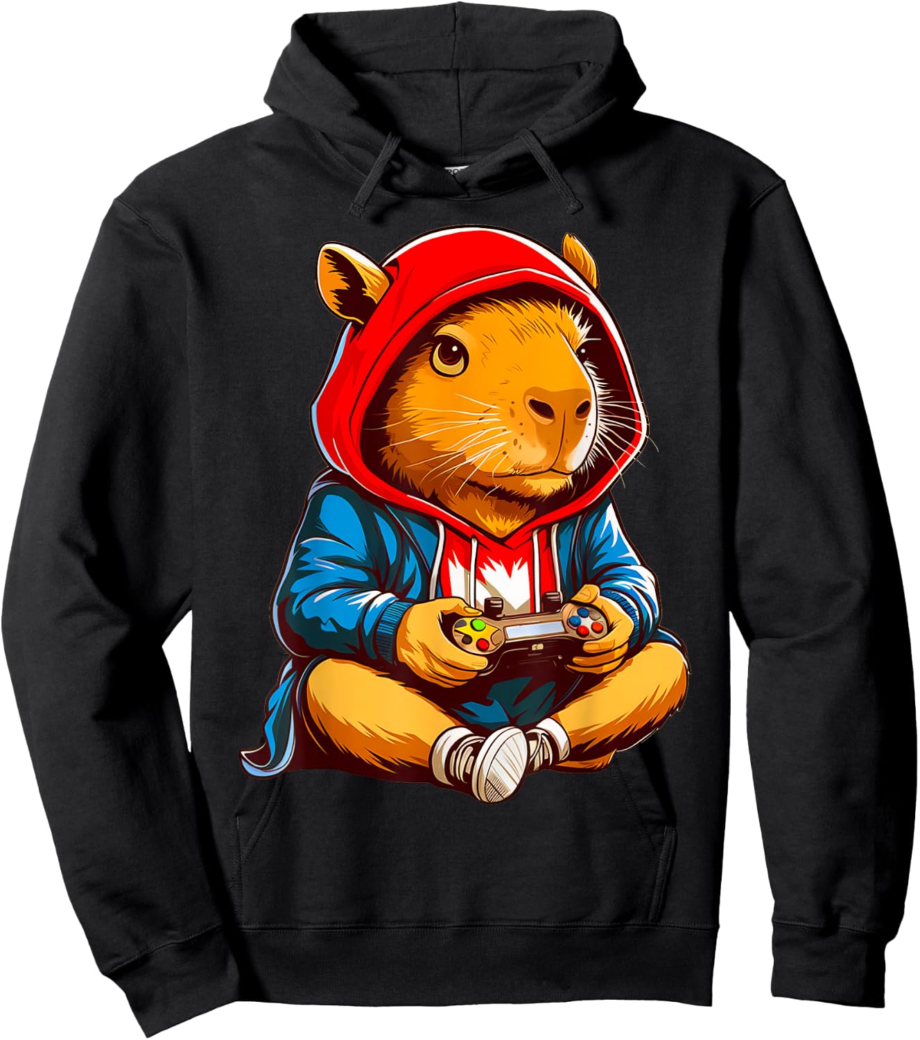Capybara Video Games Funny Gaming Capy Men Teen Boys Kids Hoodie - Hoodie | Black