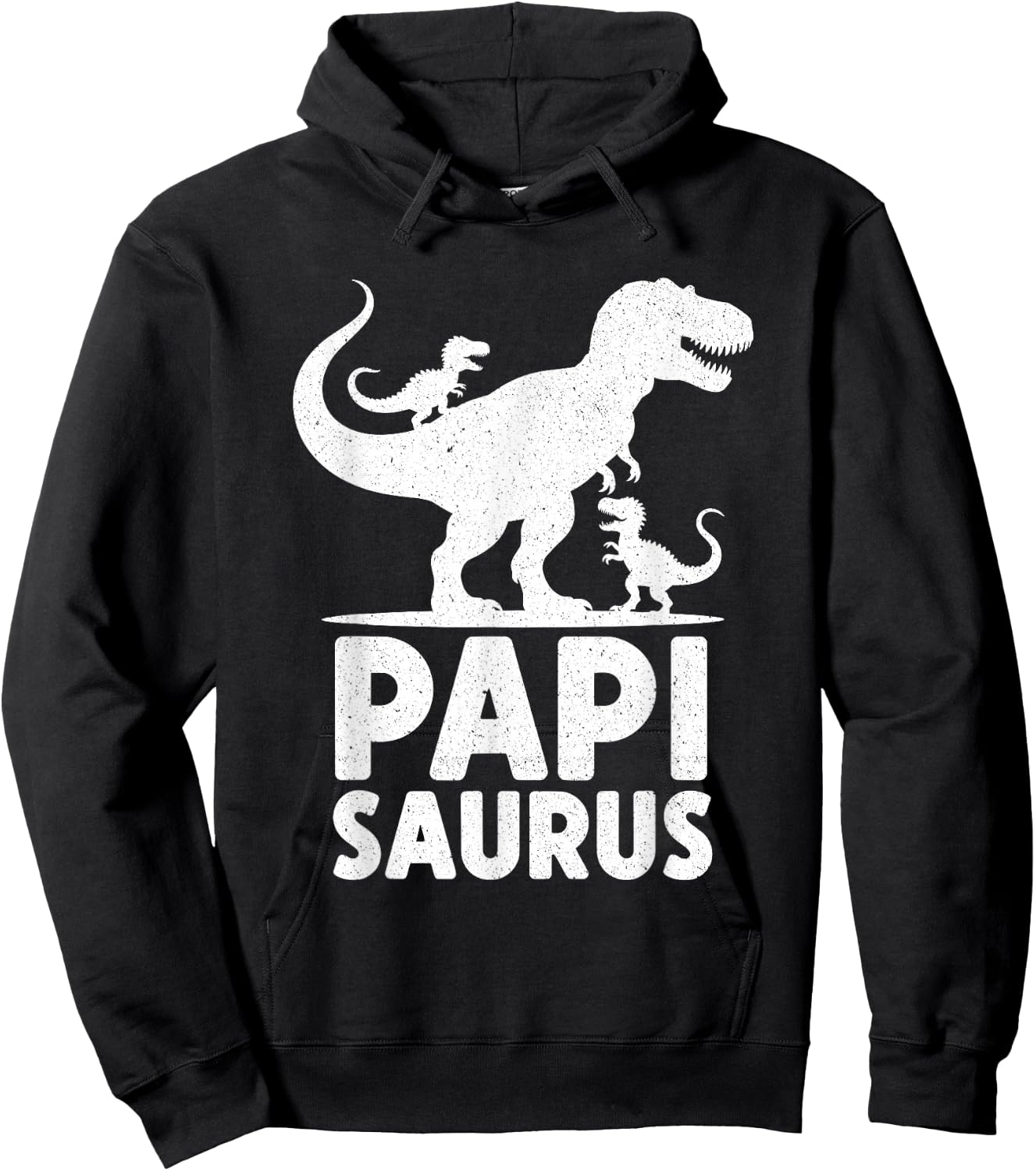 Papi Saurus Dinosaur Grandpa Of Two Grandkids Dino Family Hoodie - Hoodie | Black