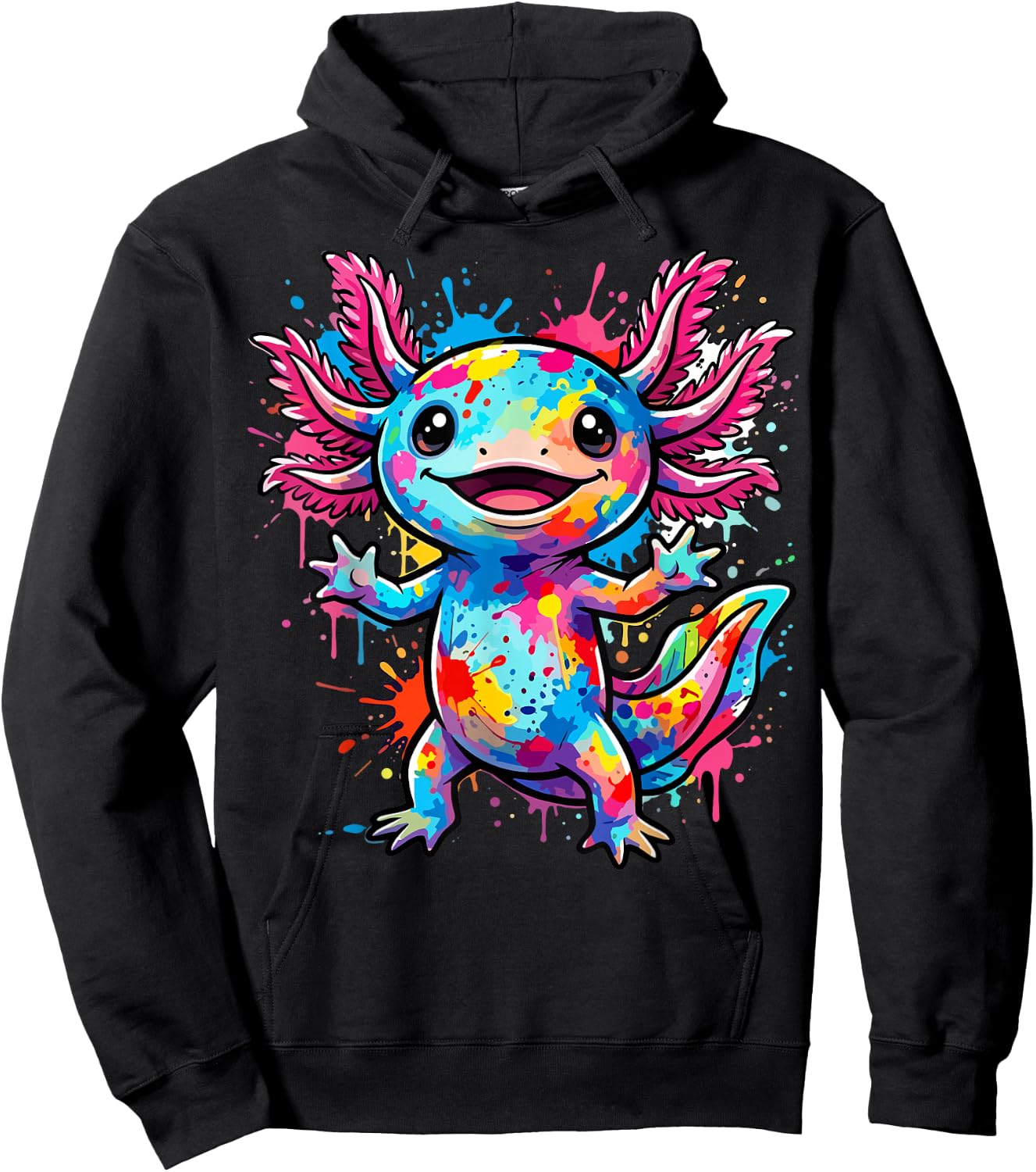 Cute Axolotl Colorful Kawaii Hoodie - Hoodie | Black
