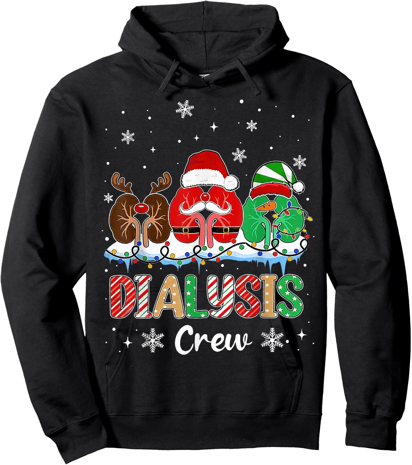 Dialysis Christmas Crew Dialysis Nurse Nephrology Technician Hoodie - Hoodie | Black