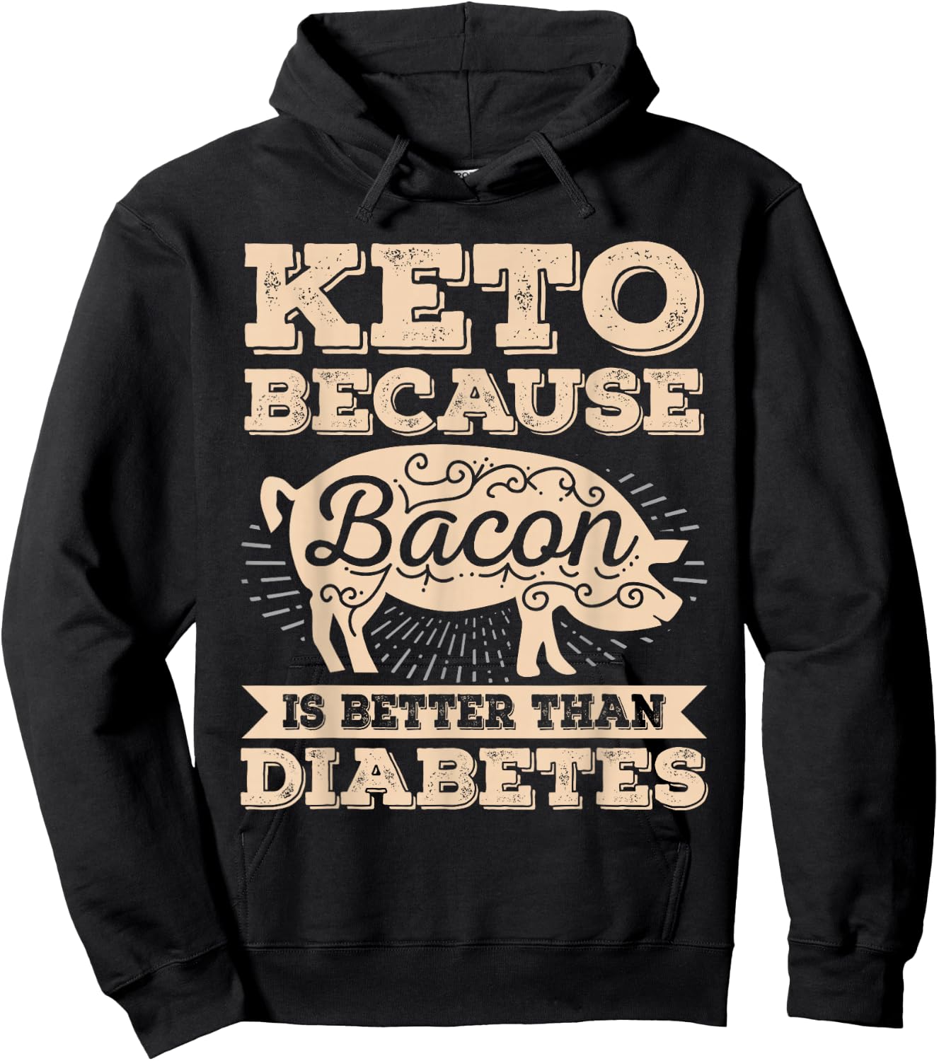 Keto Shirt Bacon Funny Ketogenic Diet Food Meat Bacon Lover Hoodie - Hoodie | Black
