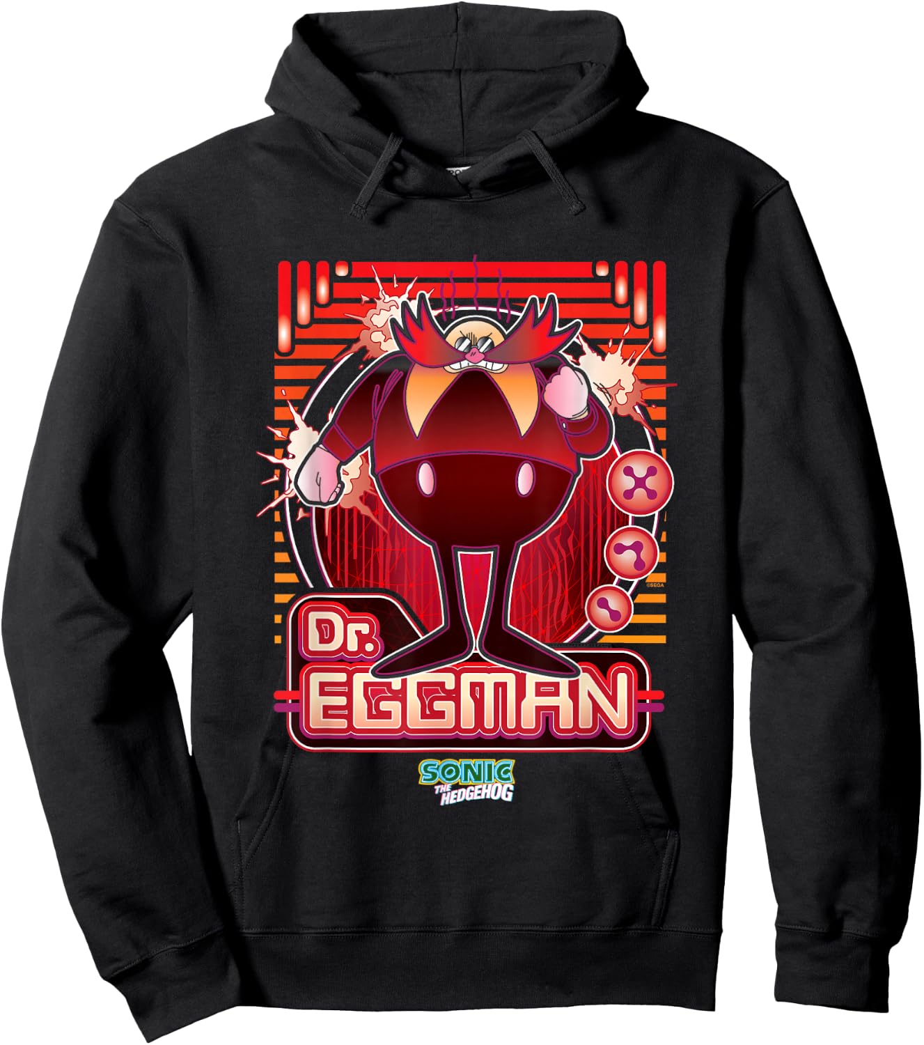 Sonic The Hedgehog Dr. Eggman Furious Portrait Retro Hoodie - Hoodie | Black