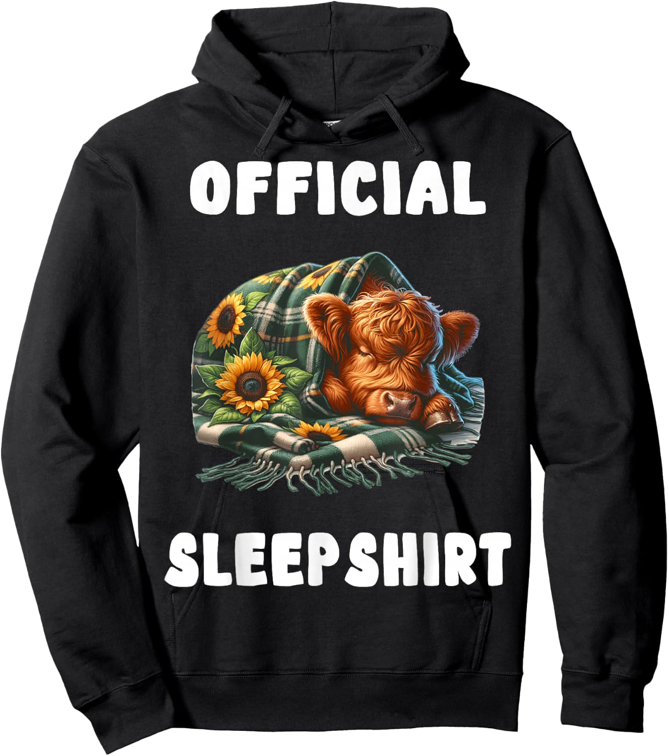 Highland_cow - Official Sleepshirt Pajamas Nightgown Hoodie - Hoodie | Black