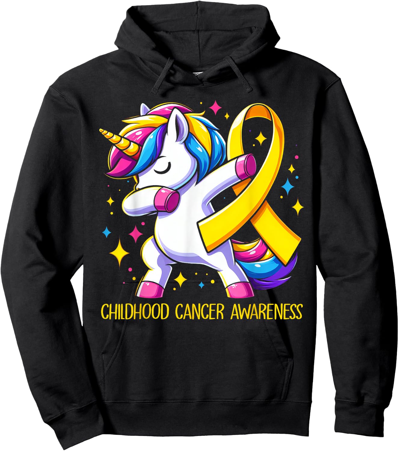 Childhood Cancer Awareness Unicorn Kids Girls Hoodie - Hoodie | Black