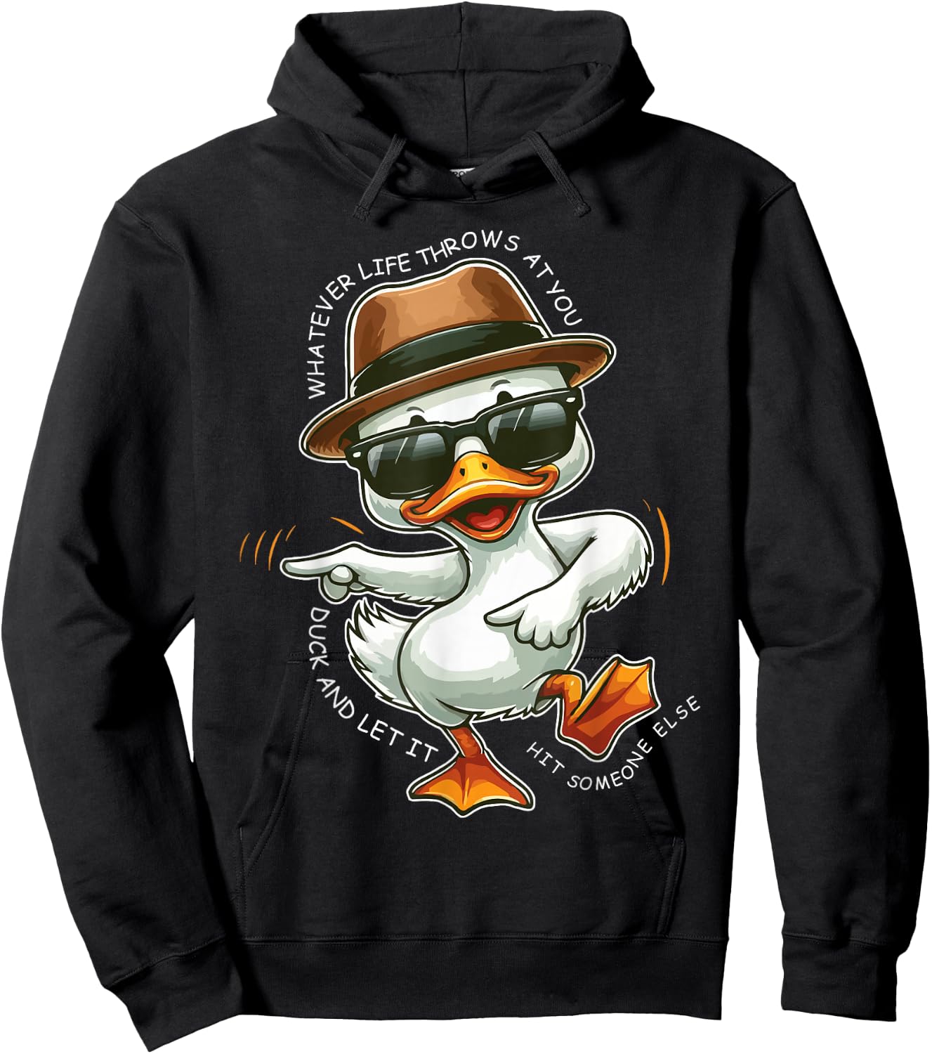 Whatever Life Throws At You Funny Duck Graphic Hoodie - Hoodie | Black