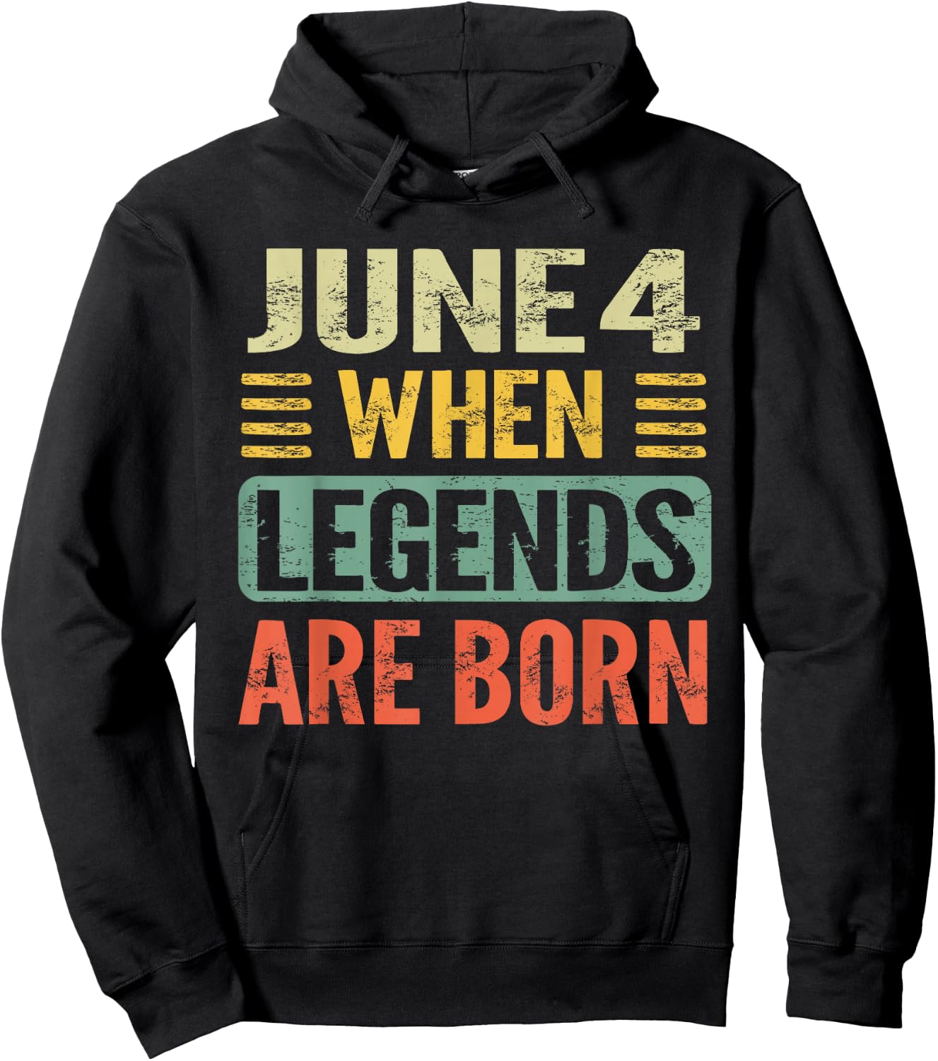 Legends are Born On June 4th Vintage Birthday Jun 4 Hoodie - Hoodie | Black