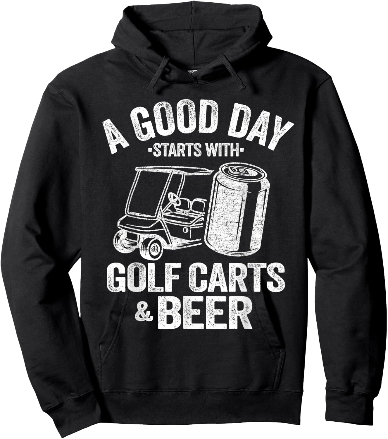 A Good Day Starts with Golf Carts and Beer Funny Golfing Hoodie - Hoodie | Black