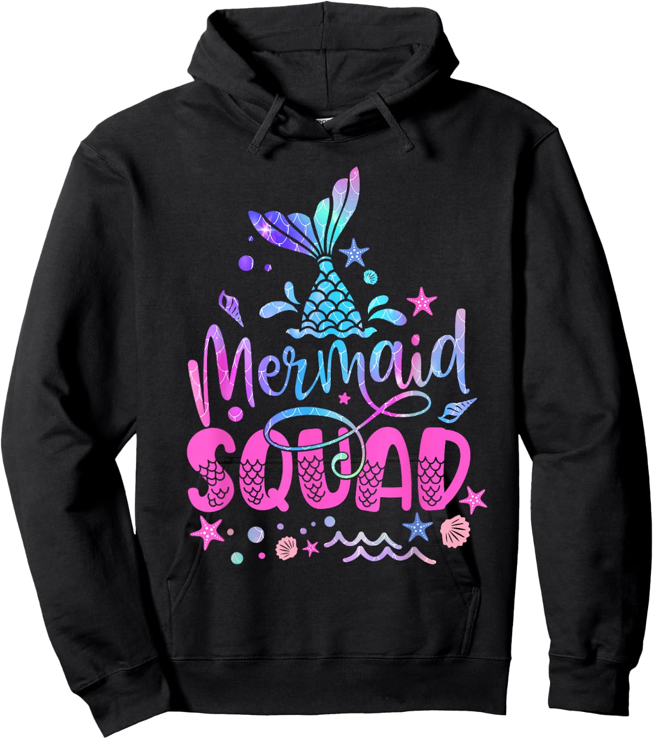Mermaid Squad Mermaid Tail Toddler Girls Birthday outfit Hoodie - Hoodie | Black