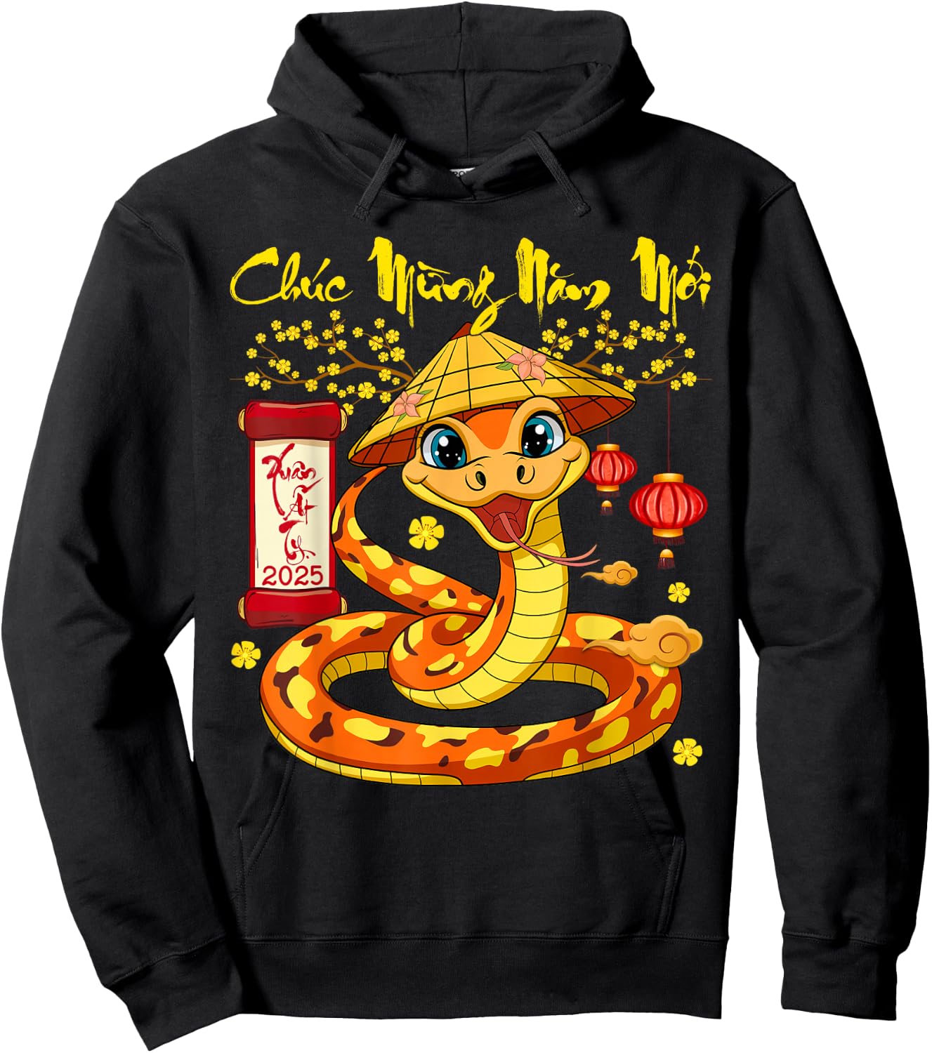 Vietnamese New Year 2025 Chuc Mung Nam Moi Tet At Ty 2025 Hoodie - Hoodie | Black