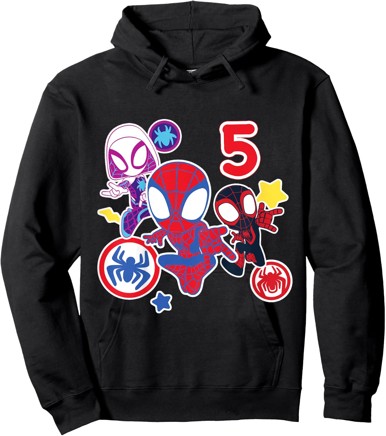 Kids Marvel Spidey and His Amazing Friends 5 Year Old Birthday , black Hoodie - Hoodie | Black