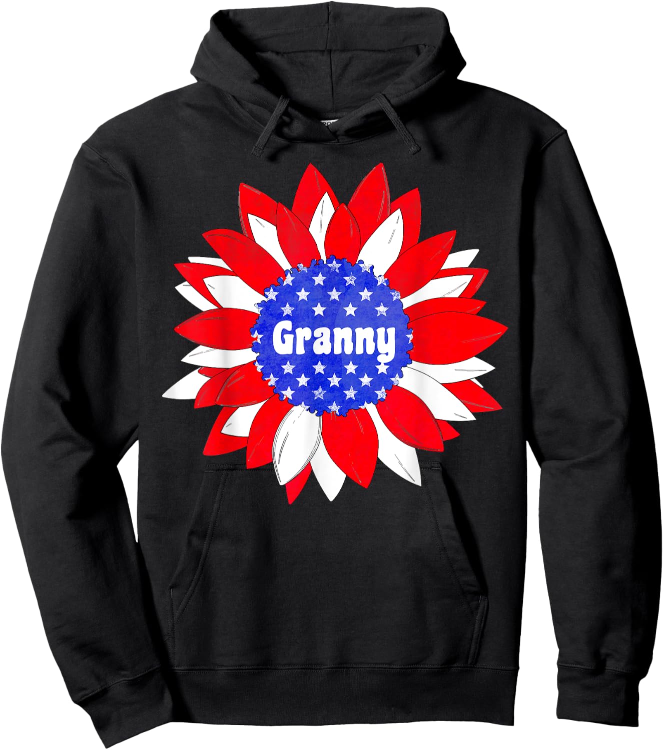 Patriotic Sunflower Granny Red White Blue USA Hoodie - Hoodie | Black