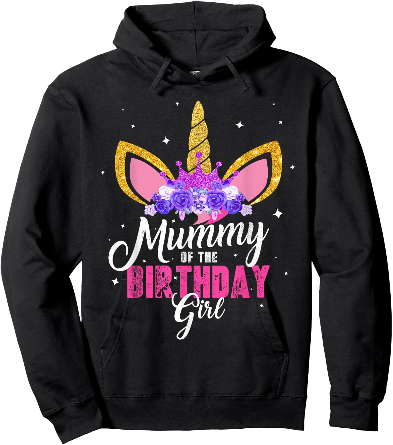 Mummy Of The Birthday Girl Unicorn Mum Birthday Princess Hoodie - Hoodie | Black