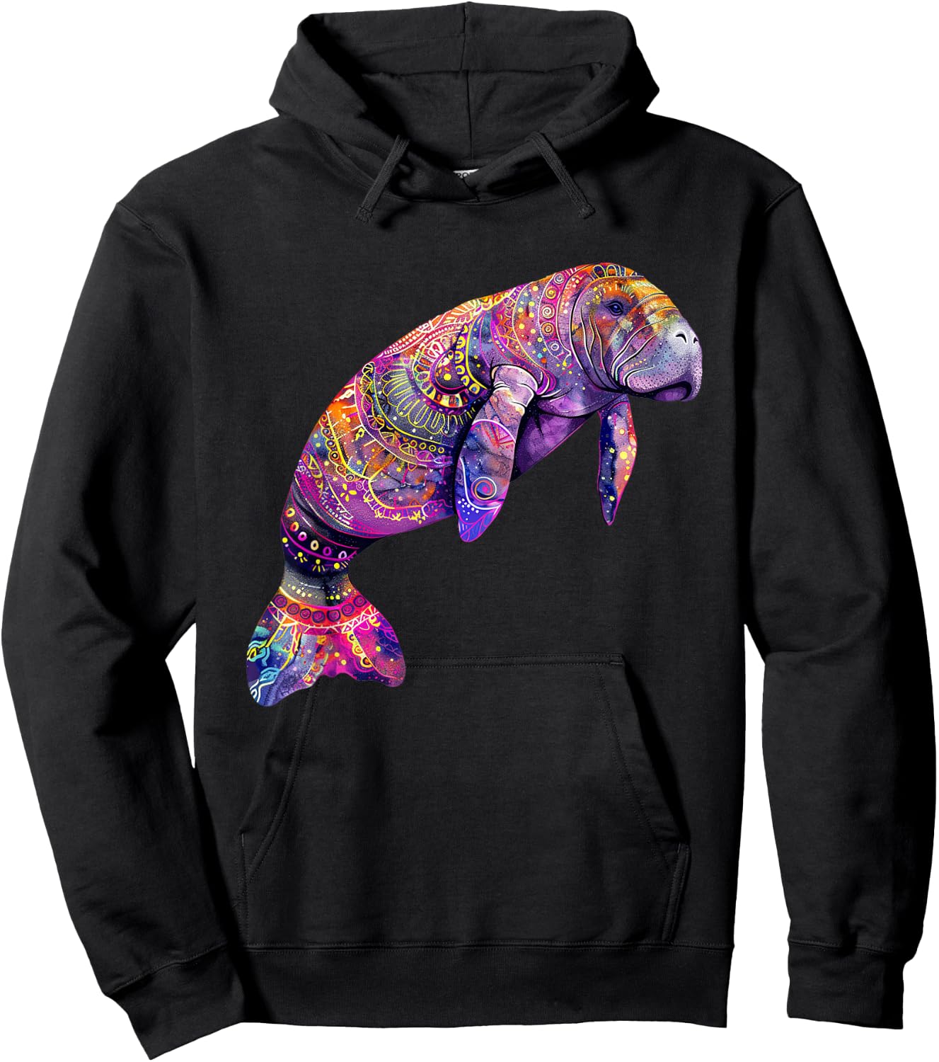 Manatee Tie Dye Pattern Shirt Cute Manatee Men Women Hoodie - Hoodie | Black