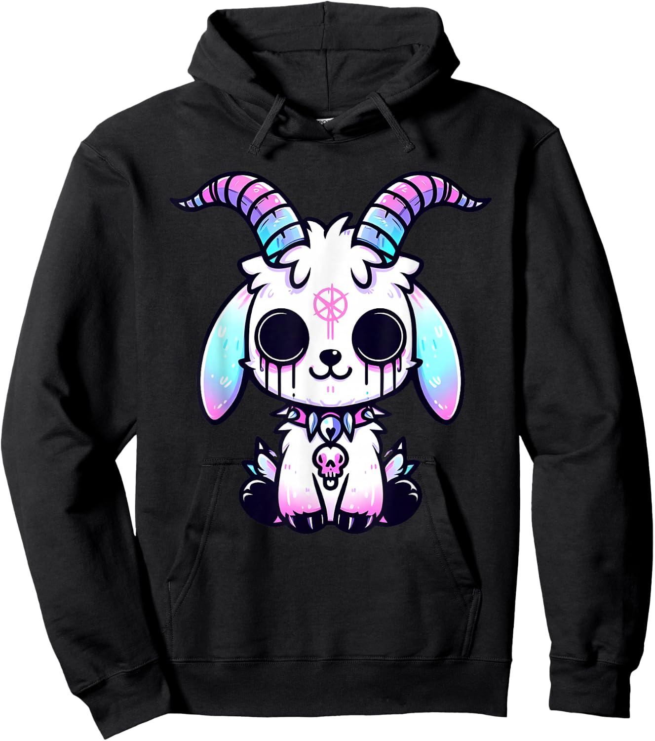 Kawaii Pastel goth Creepy Cute Baphomet Goat Kids Hoodie - Hoodie | Black