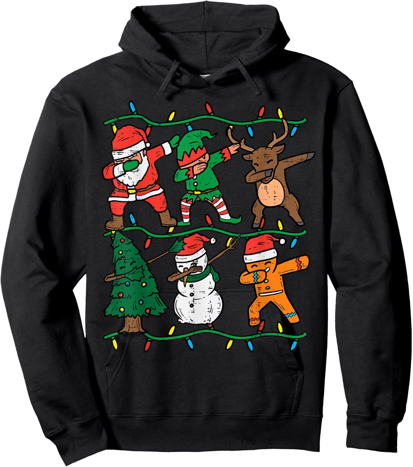 Dabbing Santa Elf Xmas PJs Christmas Men Girl Youth Boy Kids Hoodie - Hoodie | Black