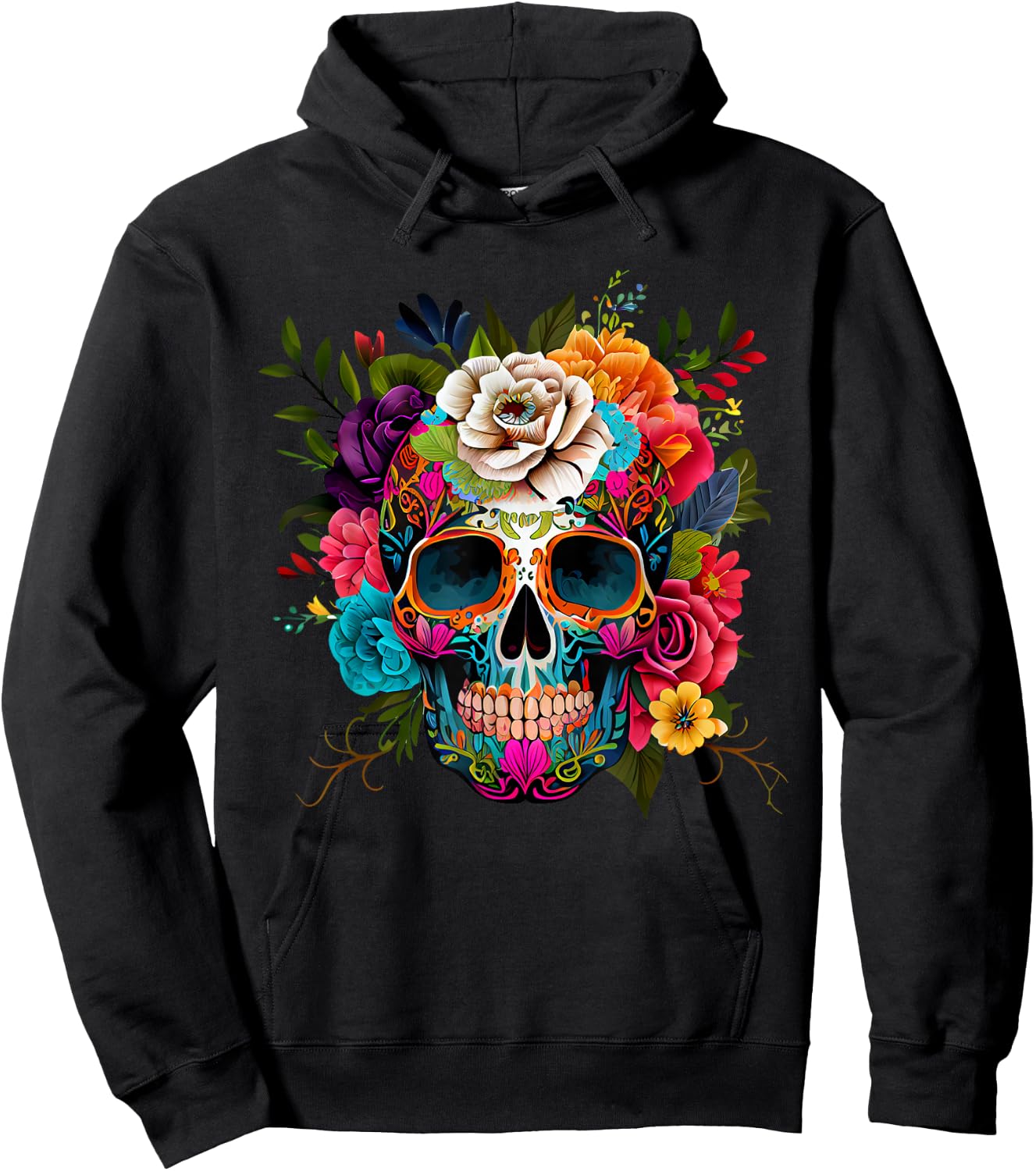 Dia De Los Muertos Deko Mexikanischer Kopf Sugar Skull Hoodie - Hoodie | Black