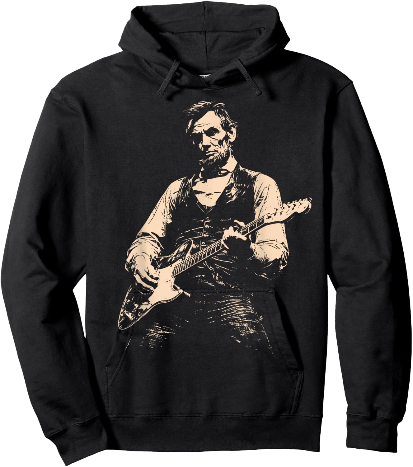 Retro George Washington Abe Lincoln Guitar Duo Hoodie - Hoodie | Black