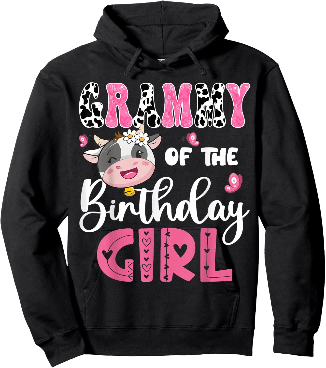 Grammy Of The Birthday Girl Farm Cow 1St Birthday Party Hoodie - Hoodie | Black