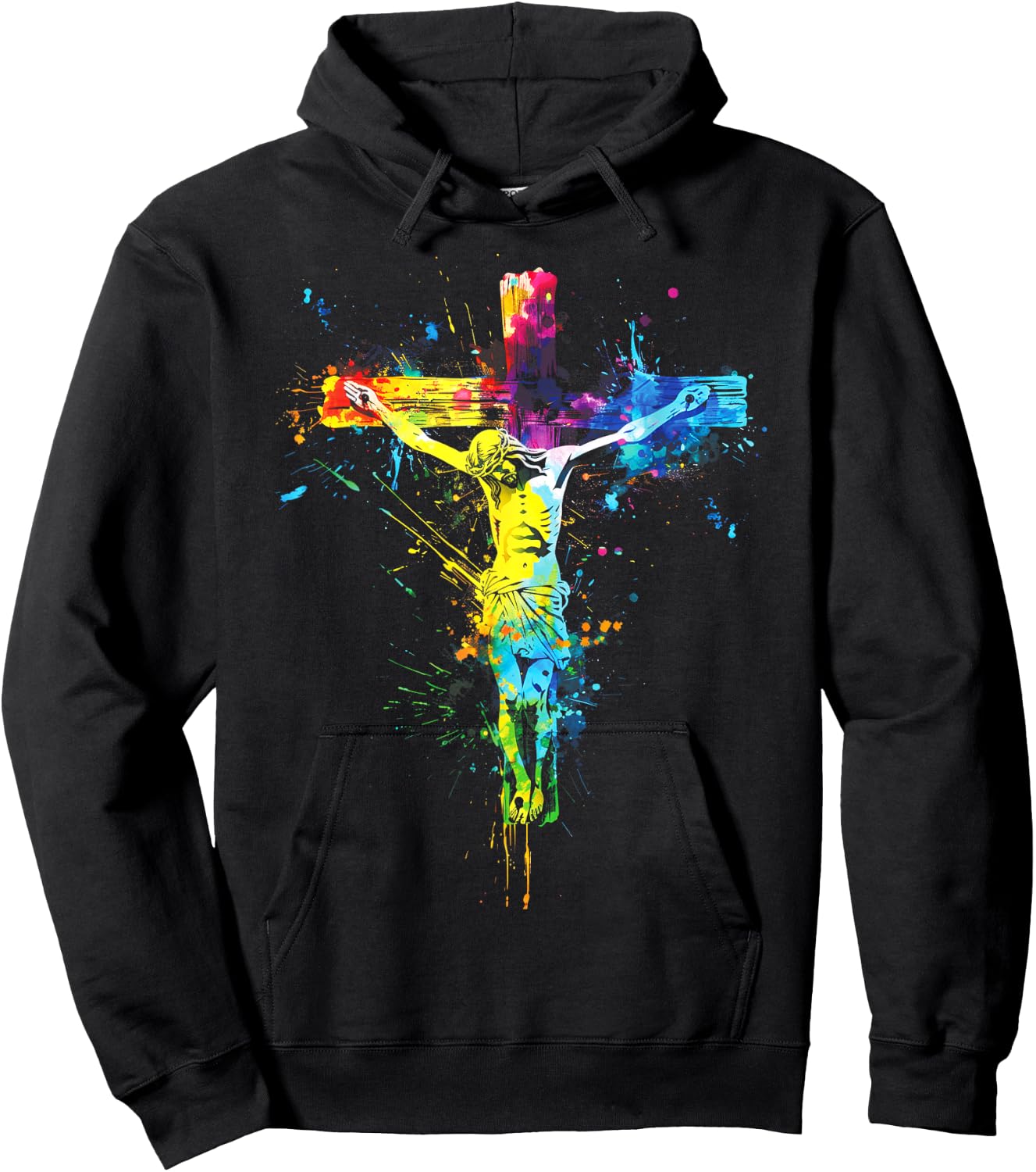 Jesus Cross Christian Watercolor Crucifixion Hoodie - Hoodie | Black