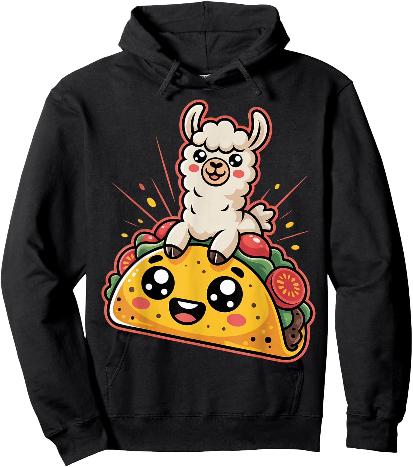 Cute Taco With Llama Vibes Hoodie - Hoodie | Black