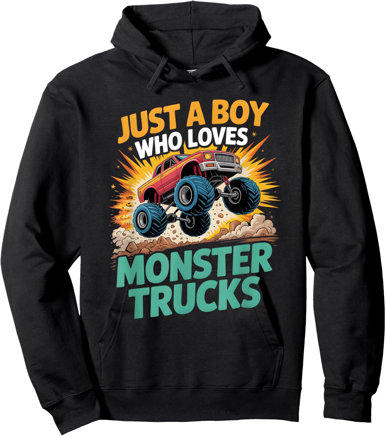 Boys Monster Truck Hoodie - Hoodie | Black