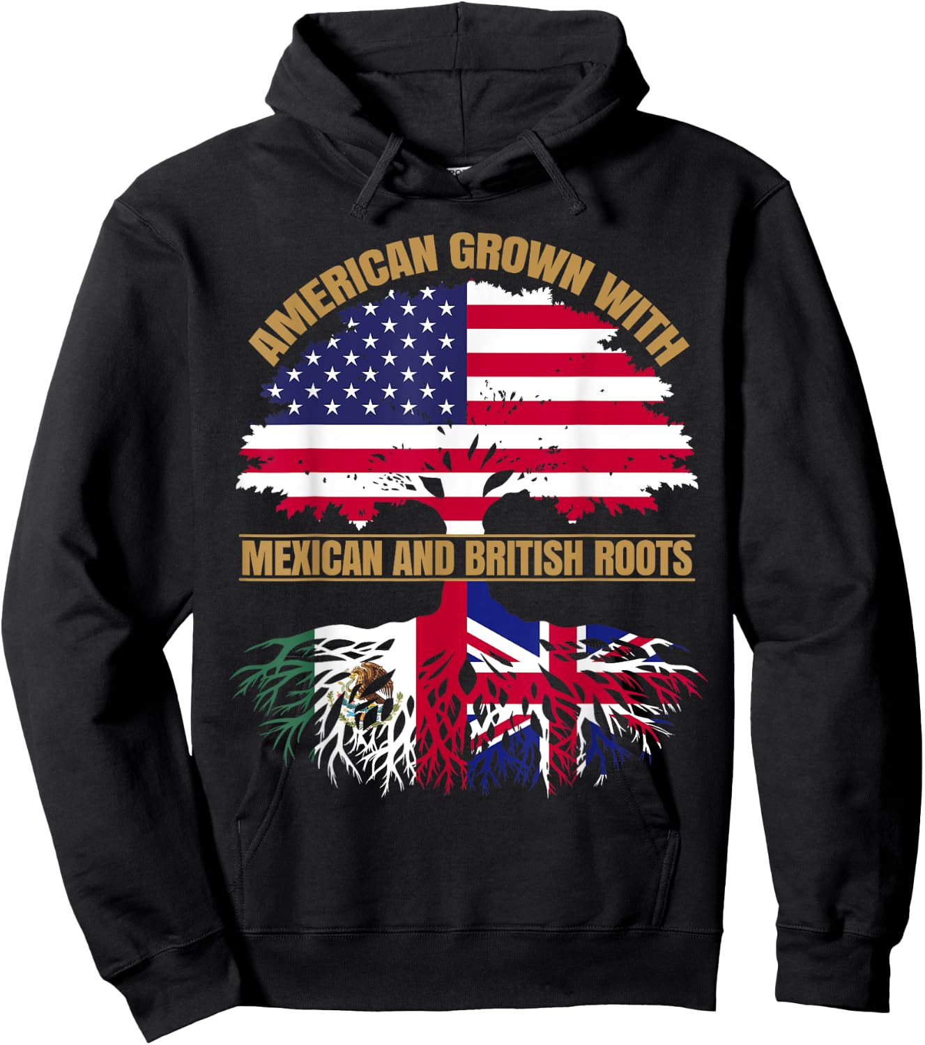 Heritage American Grown with Mexican British Roots Hoodie - Hoodie | Black