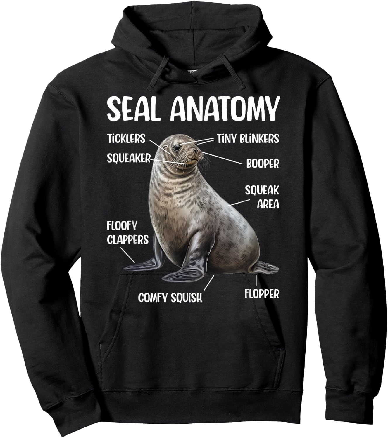 Seal Anatomy Seal Lover Funny Seal Hoodie - Hoodie | Black