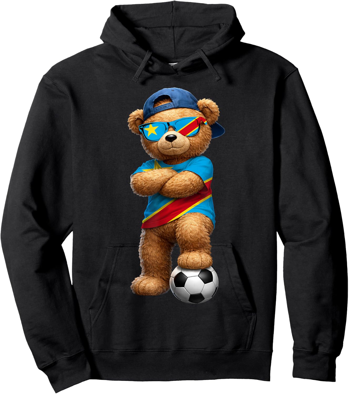 Congolese Flag Teddy Player Sports Outfit for Congo Hoodie - Hoodie | Black