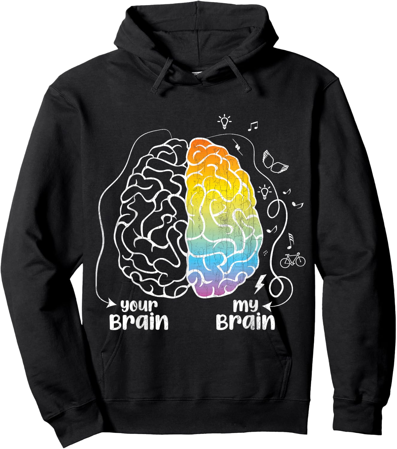 Your Brain My Brain ADHS Awareness Orange Ribbon Grafik Hoodie - Hoodie | Black