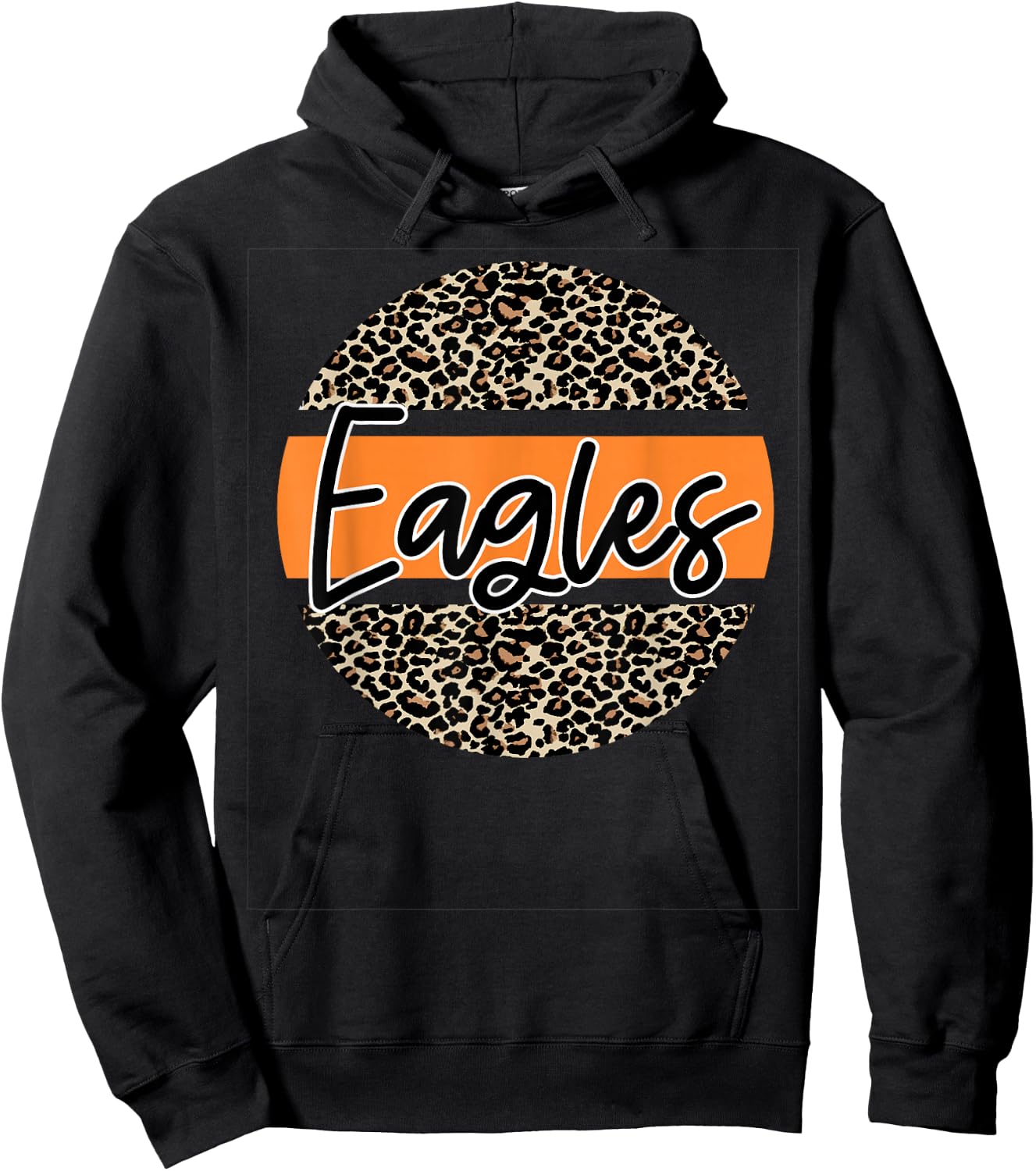 Eagles School Spirit Leopard Print Orange Hoodie - Hoodie | Black