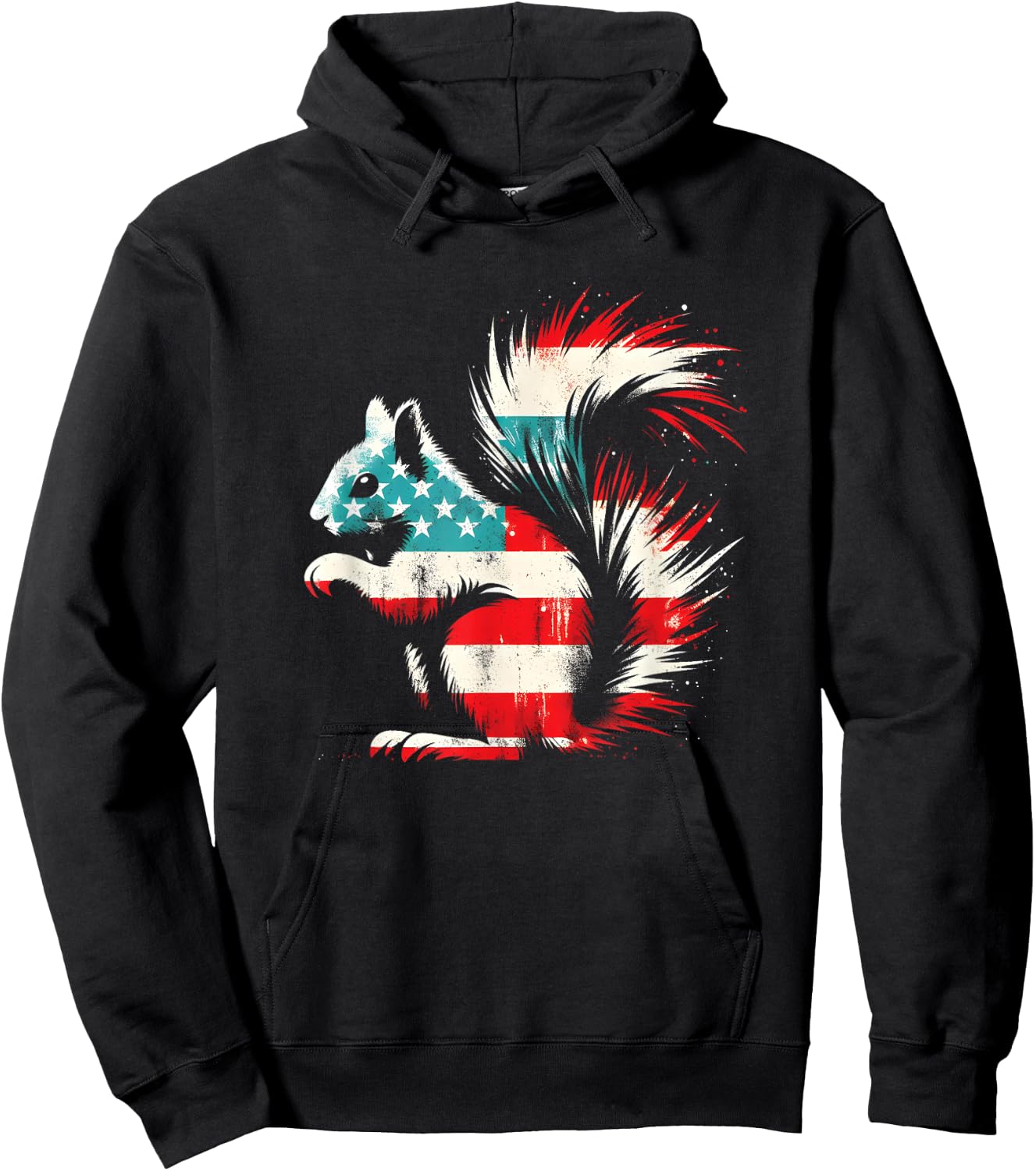 Squirrel American Flag - Patriotic USA Squirrel Rodent Lover Hoodie - Hoodie | Black