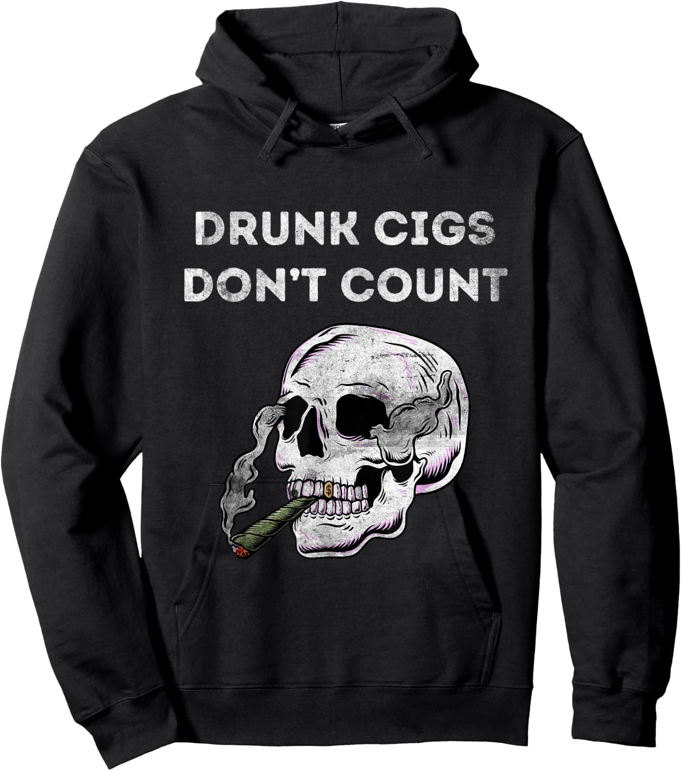 Halloween Skeleton Drunk Cigs Don't Count Vintage Funny Cool Hoodie - Hoodie | Black
