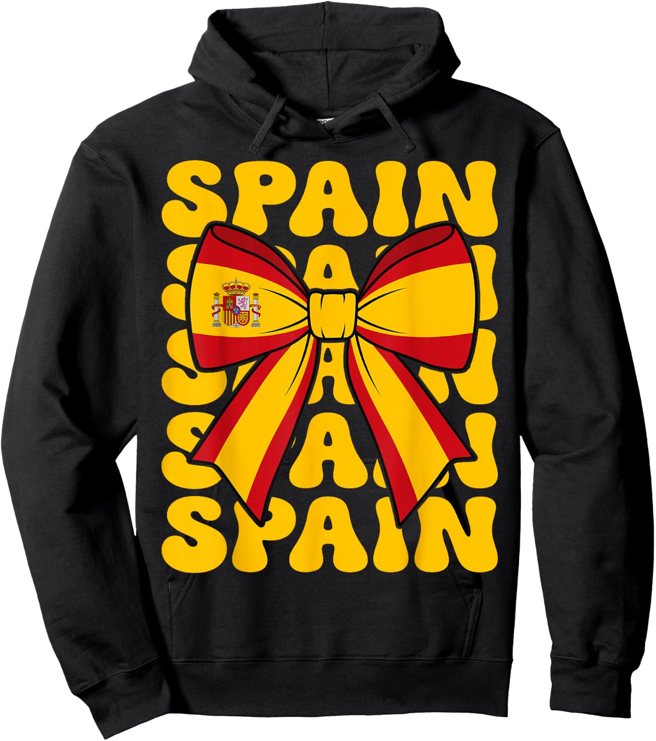Spanish Girl Coquette Bow Spain Flag Cute Retro Groovy Spain Hoodie - Hoodie | Black