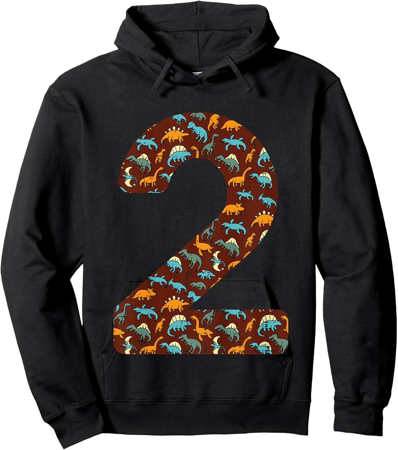 Kids 2nd Birthday 2 Dinosaurs Trex Two Year Bday Toddler Boys Kid Hoodie - Hoodie | Black