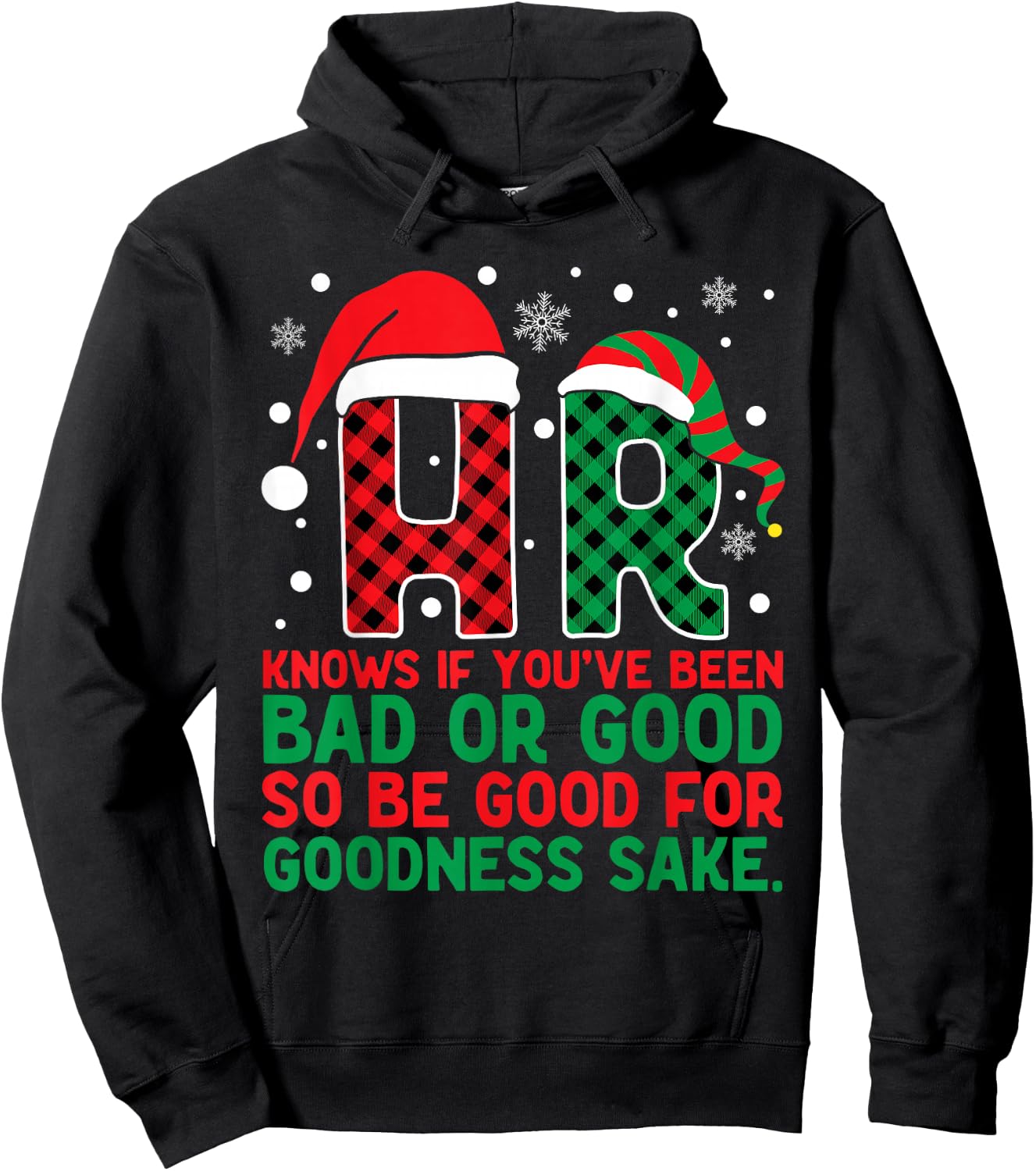 HR Knows If You've Been Bad Or Good Buffalo Plaid Christmas Hoodie - Hoodie | Black