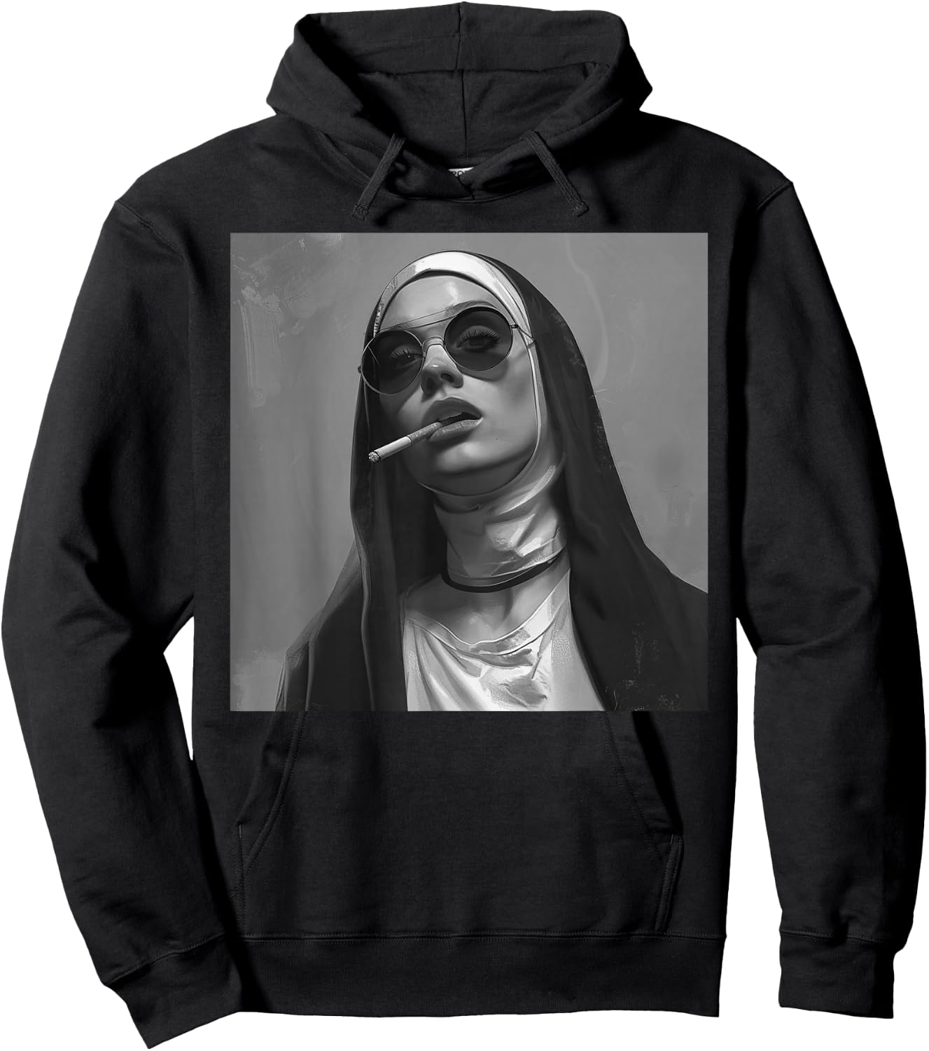 Hot nun smokes cigarette, Rebellious nun Hoodie - Hoodie | Black