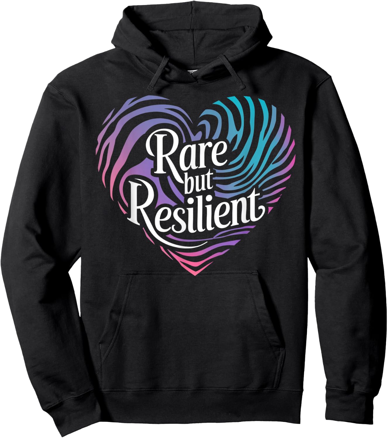 Rare but Resilient Zebra Heart Shirt - Rare Disease Day 2026 Hoodie - Hoodie | Black