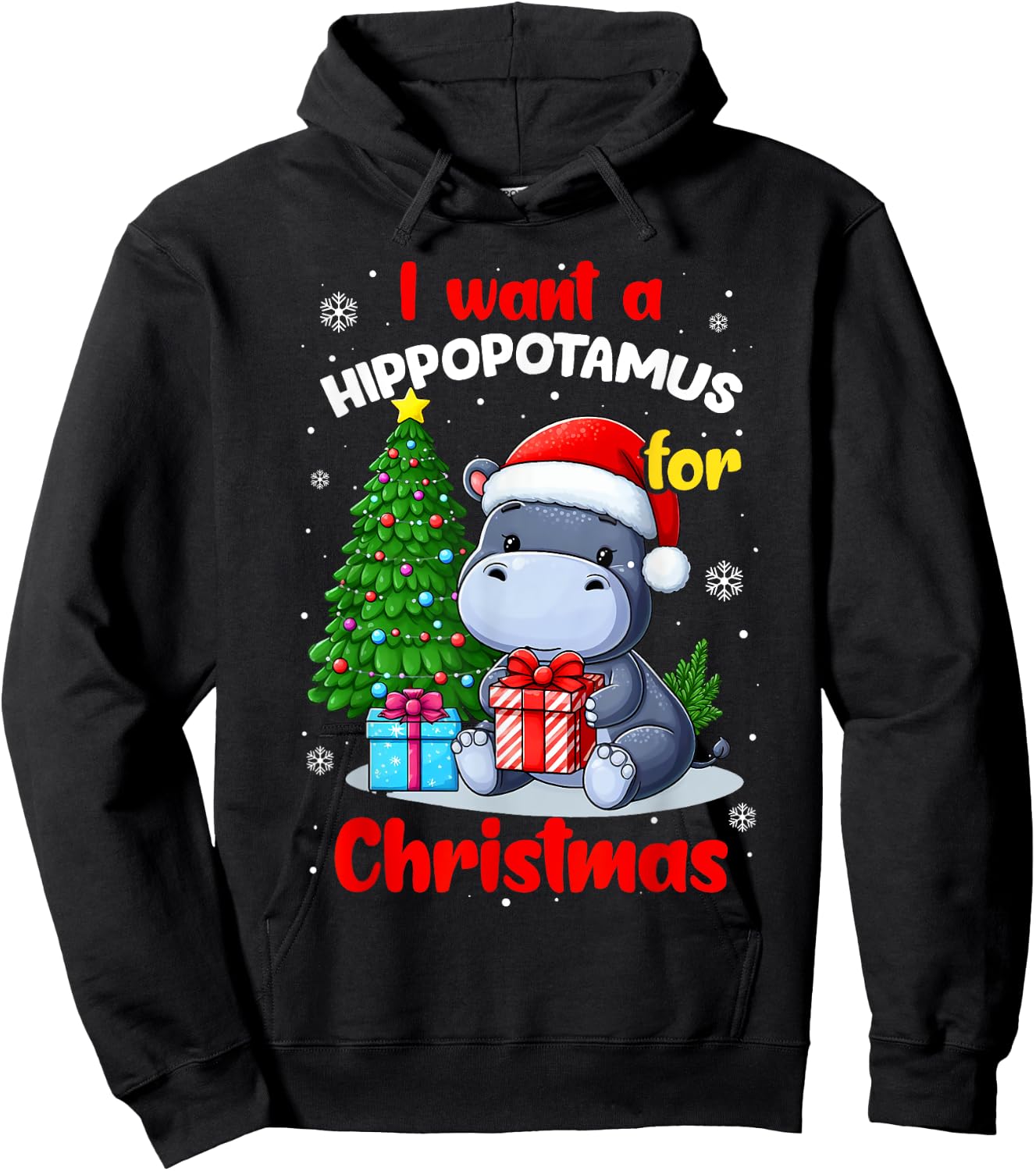 I Want A Hippopotamus For Christmas Hippo For Kids Boys Xmas Hoodie - Hoodie | Black