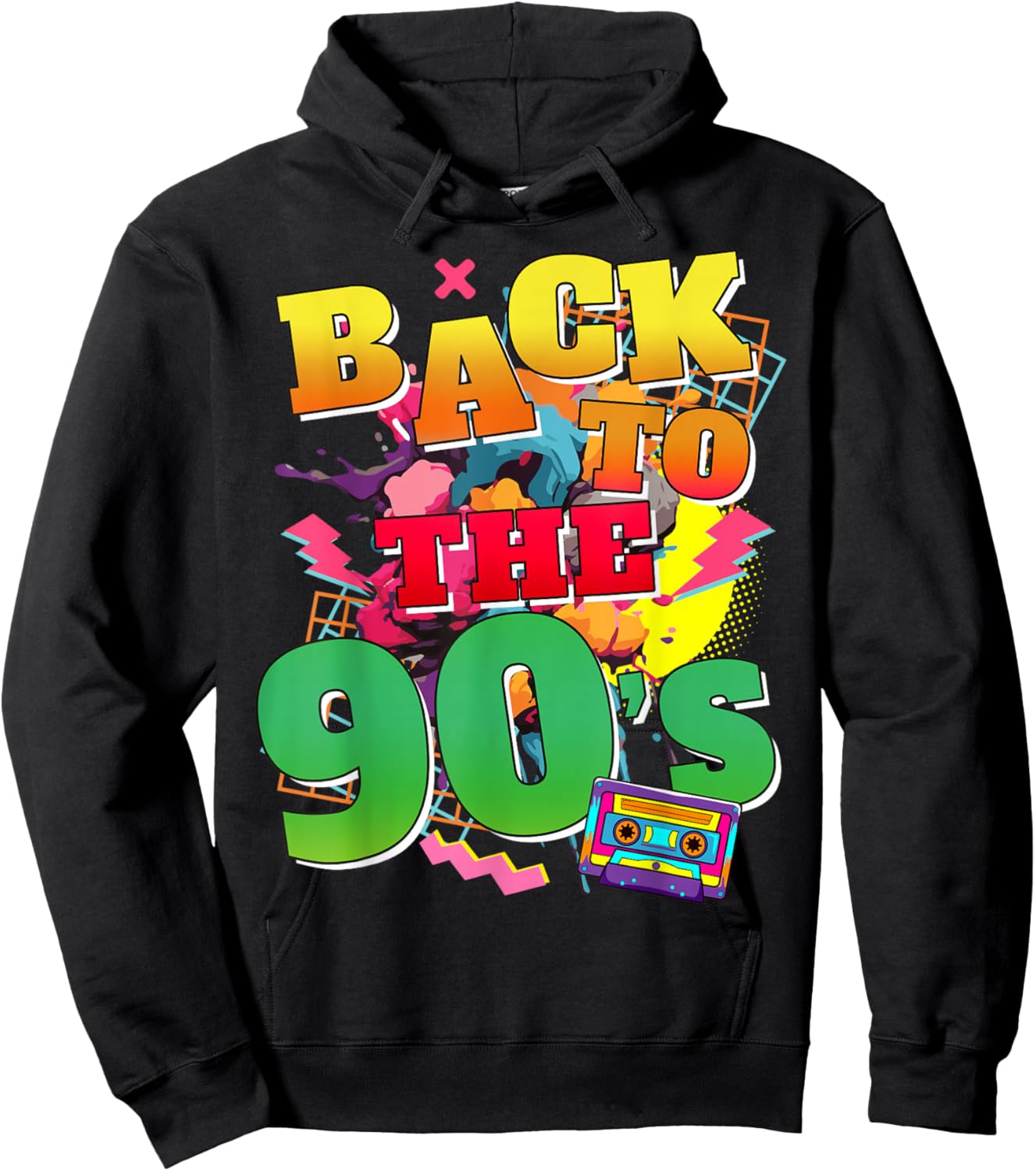 Funny 90s Back To The 90s Retro Themed Party , black Hoodie - Hoodie | Black