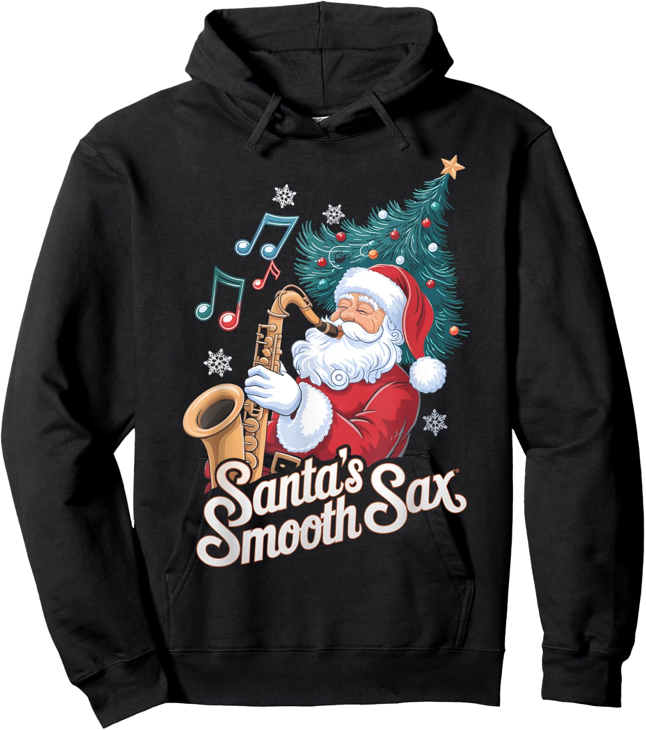 Santas Smooth Sax Saxophone Santa Jazz Christmas Hoodie - Hoodie | Black