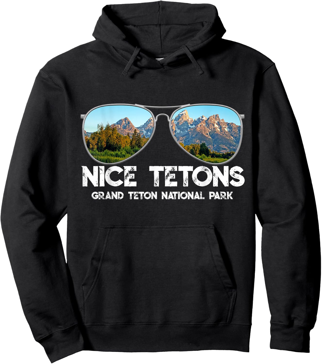 Punny Nice Tetons Teton Mountain Hoodie - Hoodie | Black