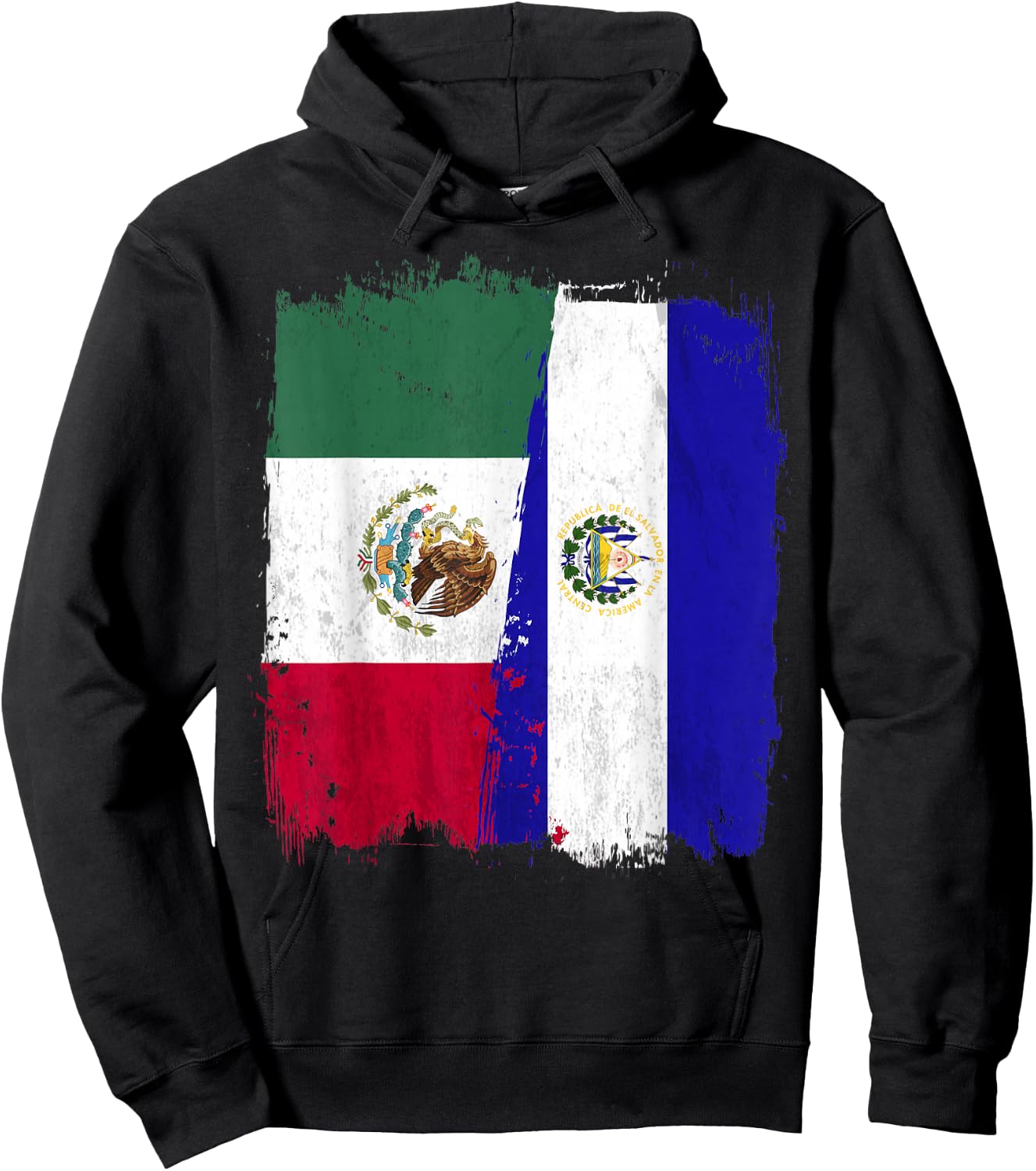 Mexican El Salvador Flag Half Mexican El Salvadoria Flag Hoodie - Hoodie | Black