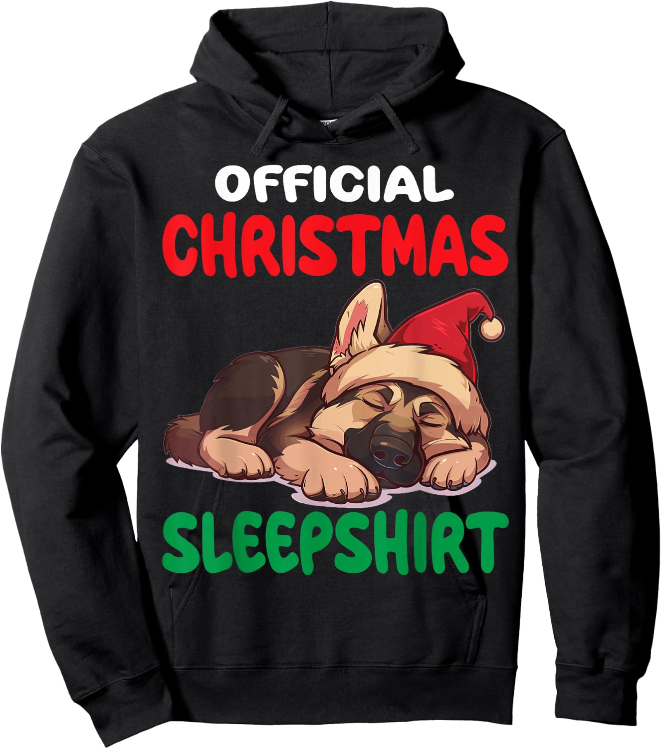 Cute German Shepherd Dog Official Christmas Sleepshirt Hoodie - Hoodie | Black