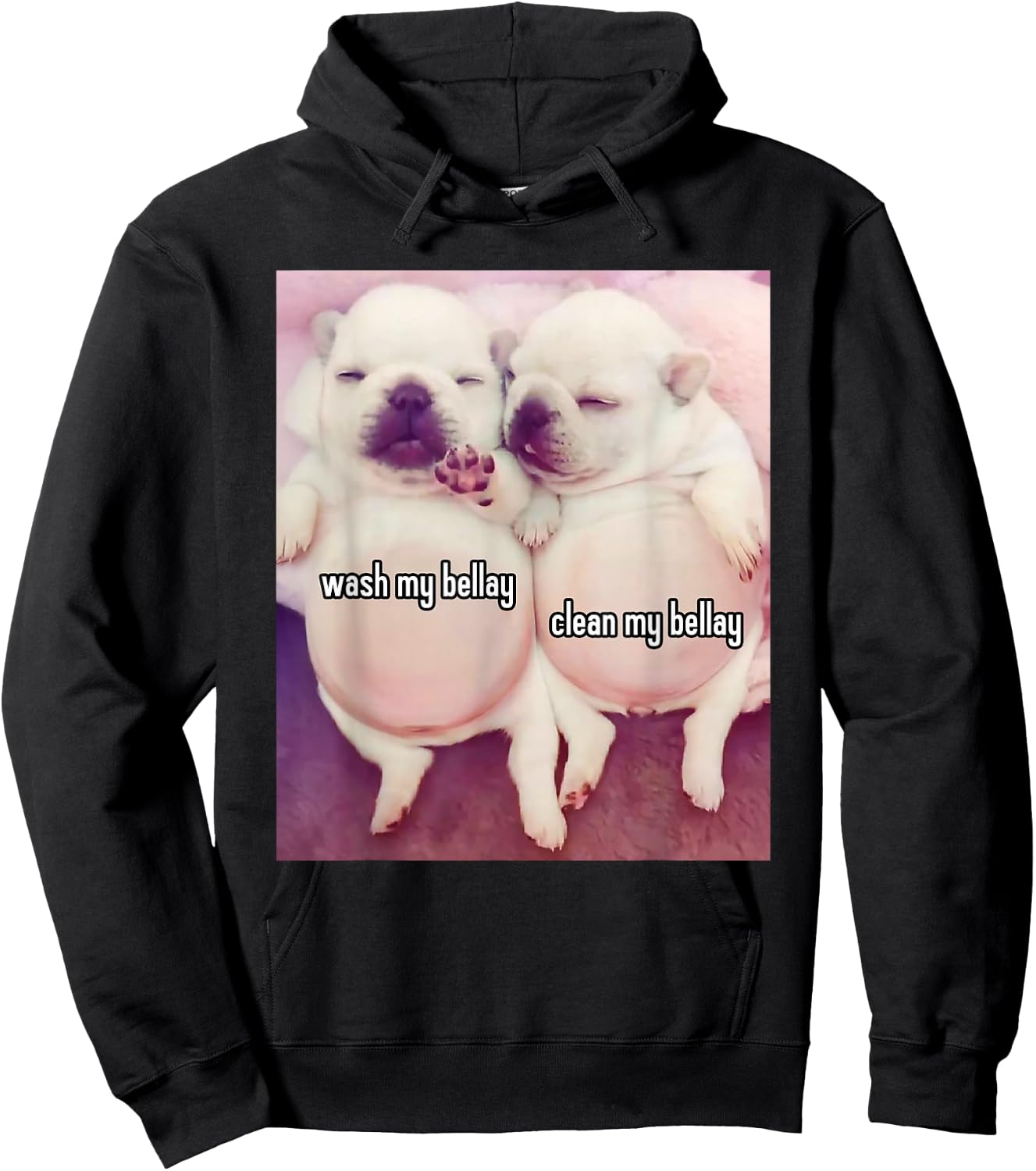 Pibble Meme Wash My Belly Funny Two Pibbles Hoodie - Hoodie | Black