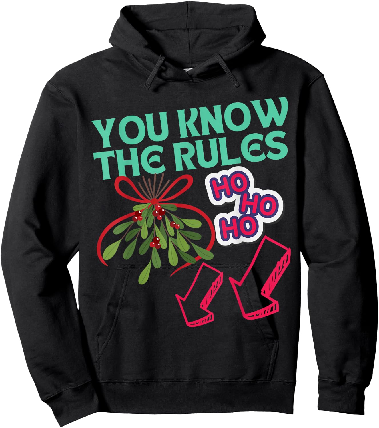 Funny Christmas Mistletoe Below The Belt Sexy Adult Humor Hoodie - Hoodie | Black