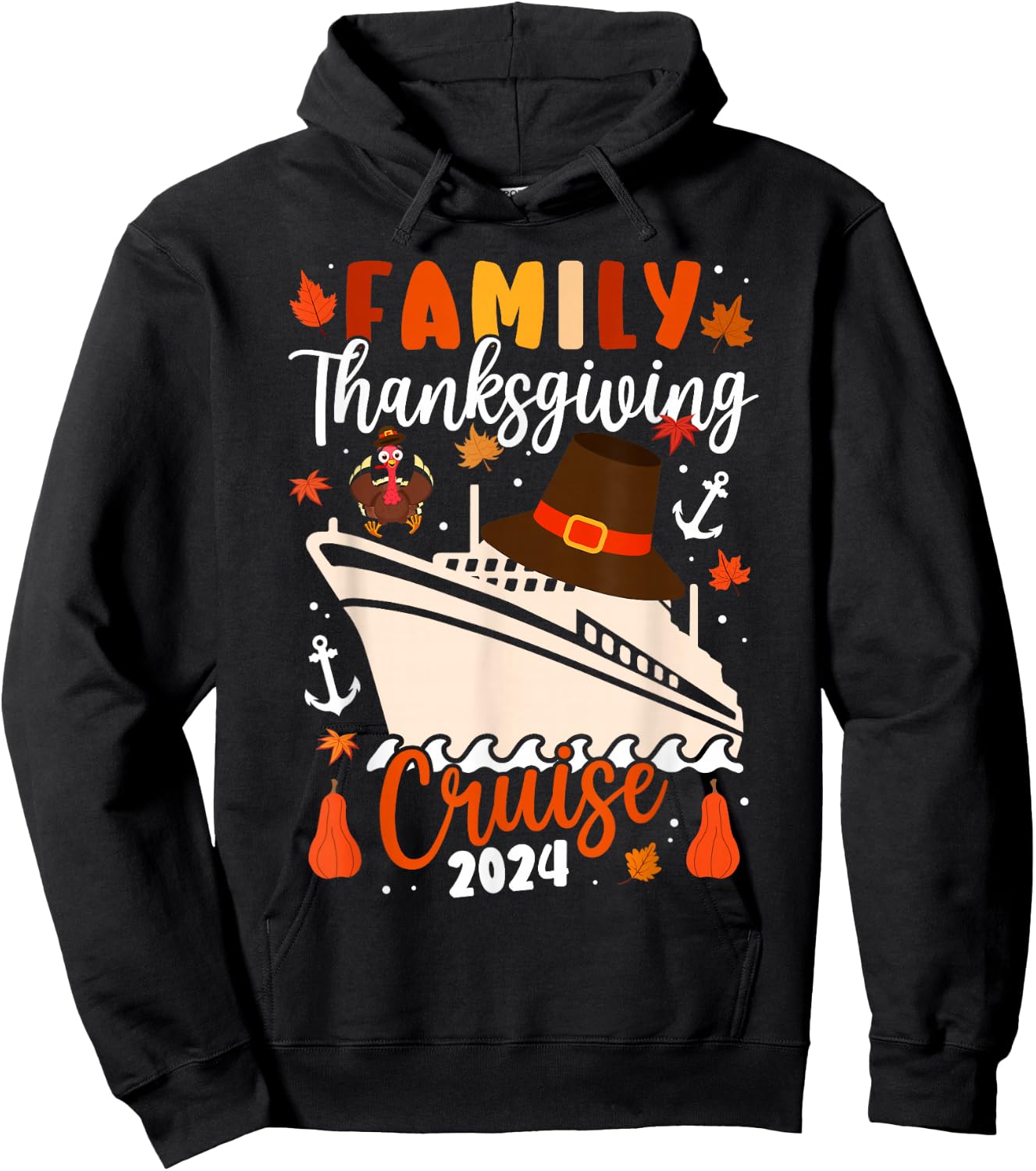Family Thanksgiving Cruise 2024 Autumn Cruise Squad Matching Hoodie - Hoodie | Black
