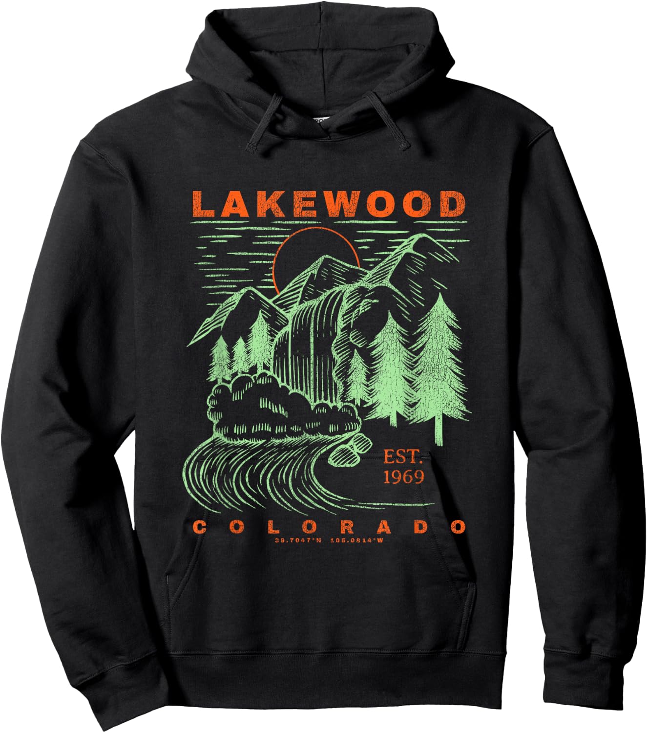 Lakewood Colorado Cool Travel Souvenir Rustic Lakewood Hoodie - Hoodie | Black