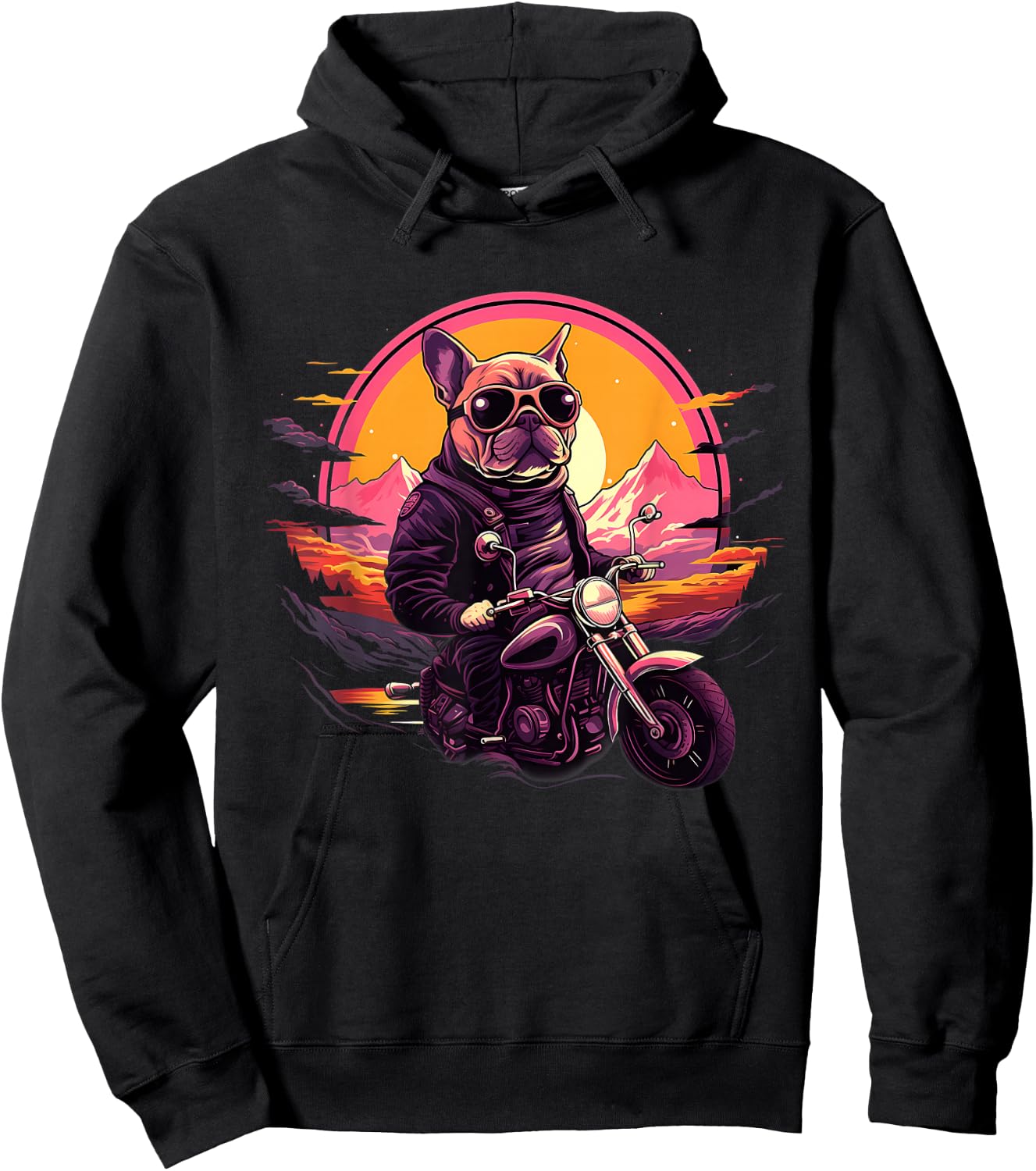 Biker Frenchie Dog Riding Motorcycle Hoodie - Hoodie | Black