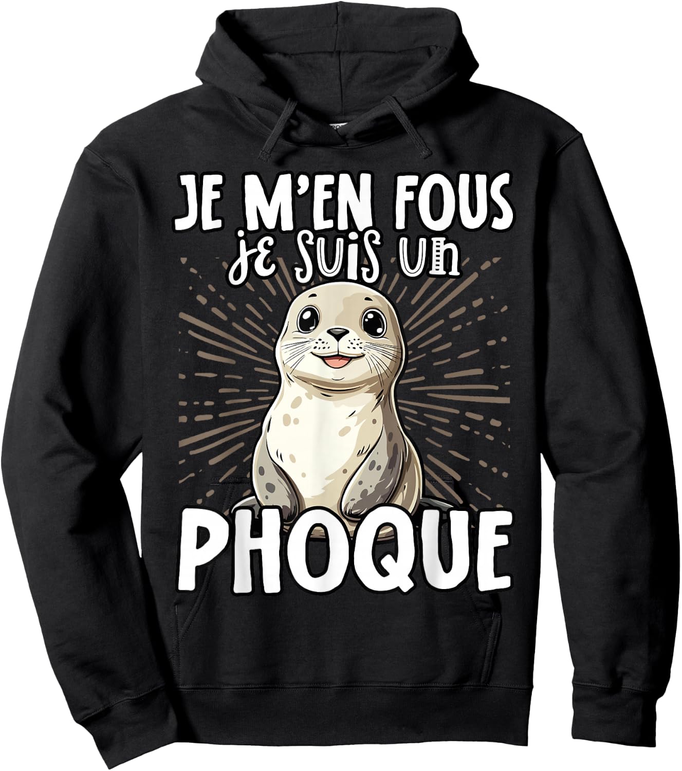 Je M'en Fous Je Suis Un Seal Cute , Black, S Hoodie - Hoodie | Black