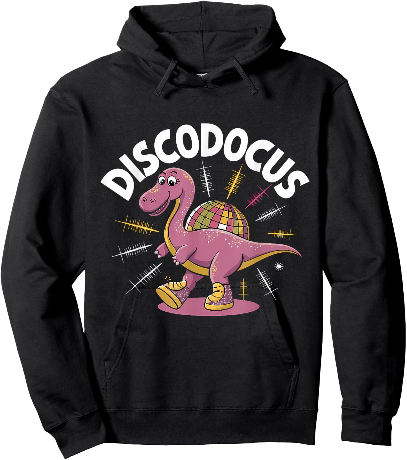 Disco Ball Diplodocus Dinosaur 70s Funny Disco Dance Party Hoodie - Hoodie | Black